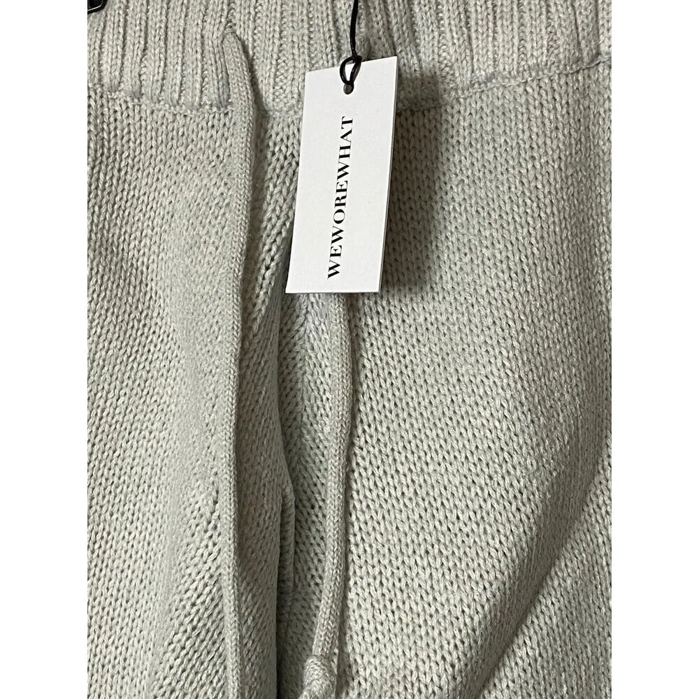 We Wore What Womens XS Pull On Sweater Shorts Light Gray Cozy Chunky Knit New - Image 3