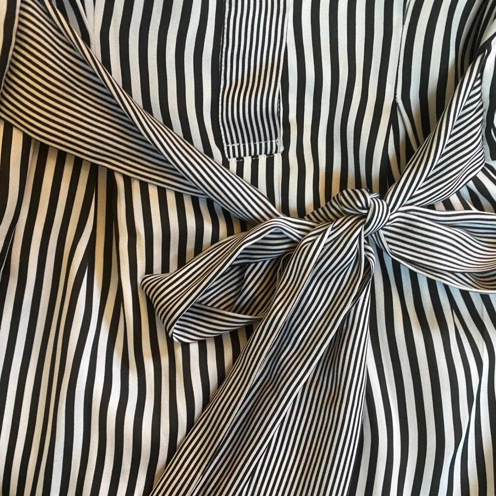 Who What Wear Black White Mixed Stripe‎ Button Front Collar Belted Shirtdress XS - Image 2