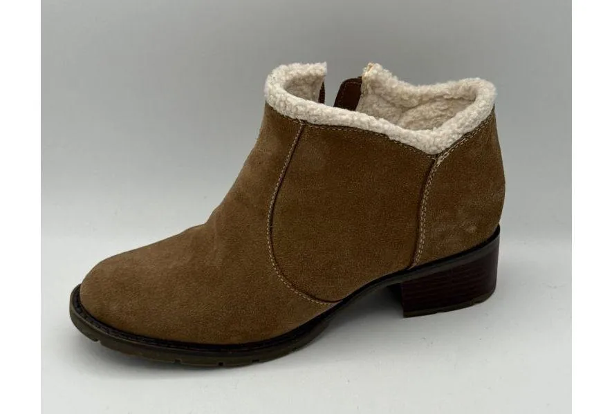 Sporto Womens Brown Ankle Boots Size 7.5M Suede Faux Fur Lined With Zipper Closu - Image 5