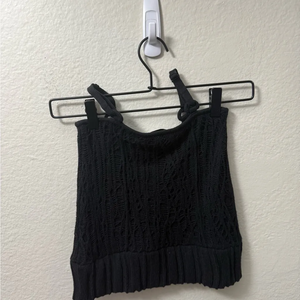 Danielle Guizio Crochet Knit Low Rise Mini Skirt Black Y2K Size XS Festival Rave - Image 6