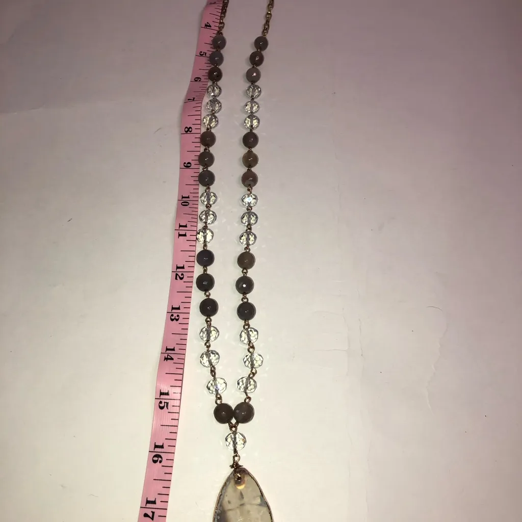 Beaded necklace with geode like pendant‎ vintage classic - Image 9