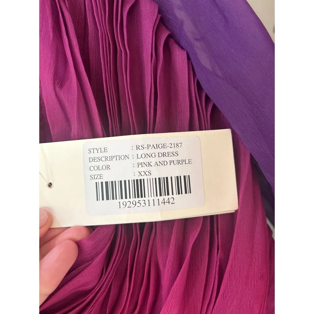 Rococo Sand Paige One Shoulder Long Dress Pink Purple Womens Size XXS - Image 9