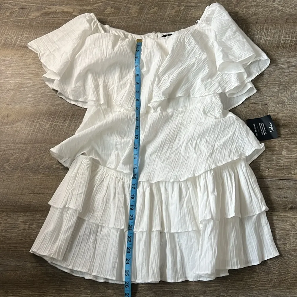 NWT Lulu’s White Ruffle Mini Dress Size M Size M - Image 6