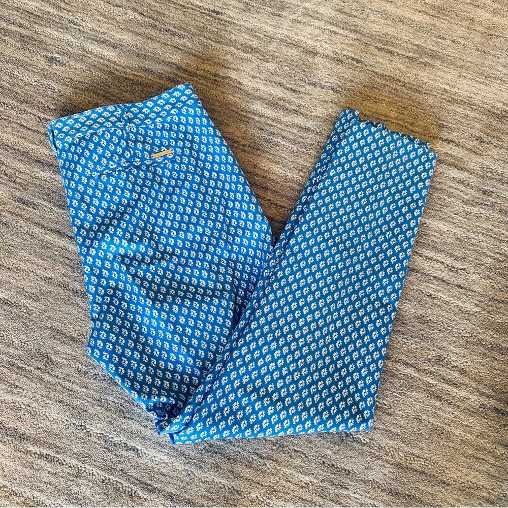 Michael Kors Blue & White Pattern Size 12 Casual Pants - Image 5