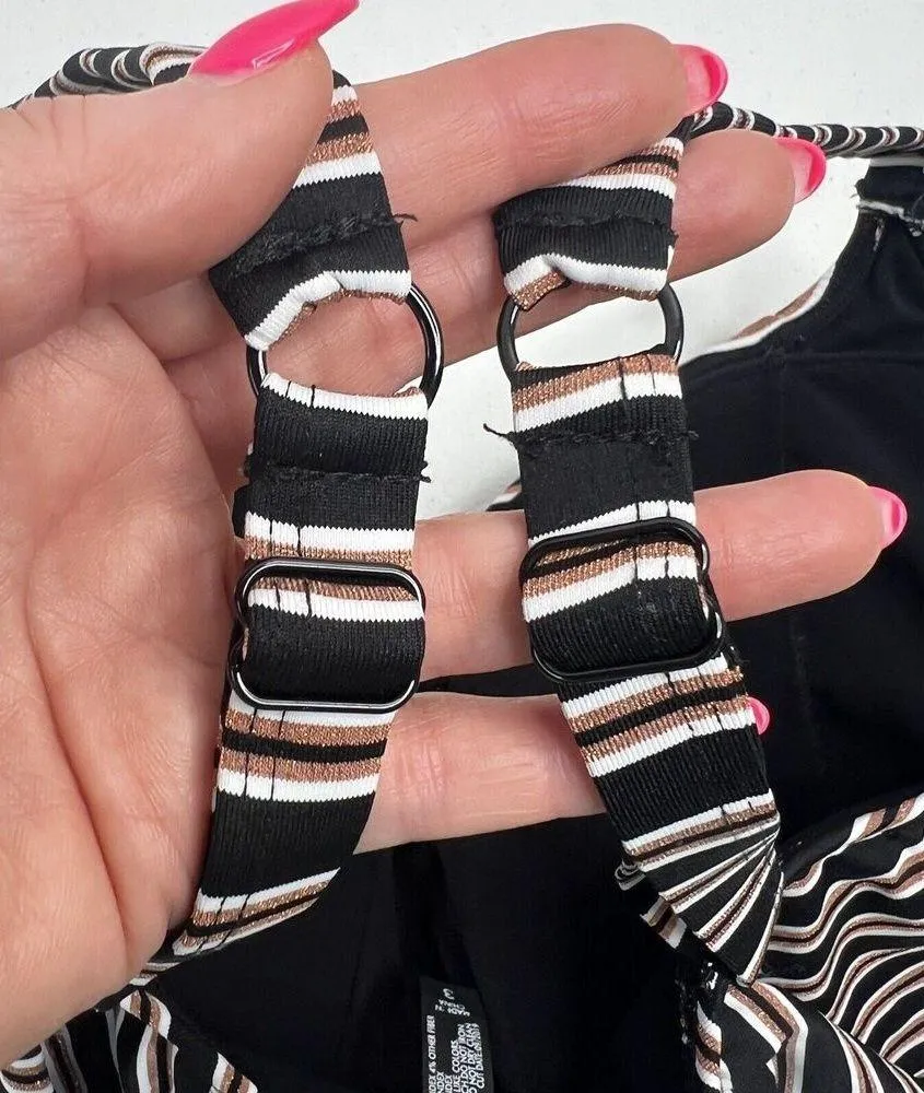 Torrid Plus 3X Bikini Top Multi Metallic Stripe Wireless Flounce Wireless Sexy - Image 6