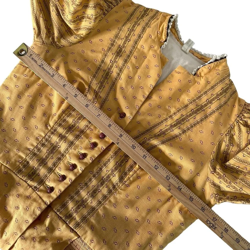 Vintage Women Midi Dress with Apron Cottagecore Smocked Prairie Size 38 XS Alpen Yellow - Image 12