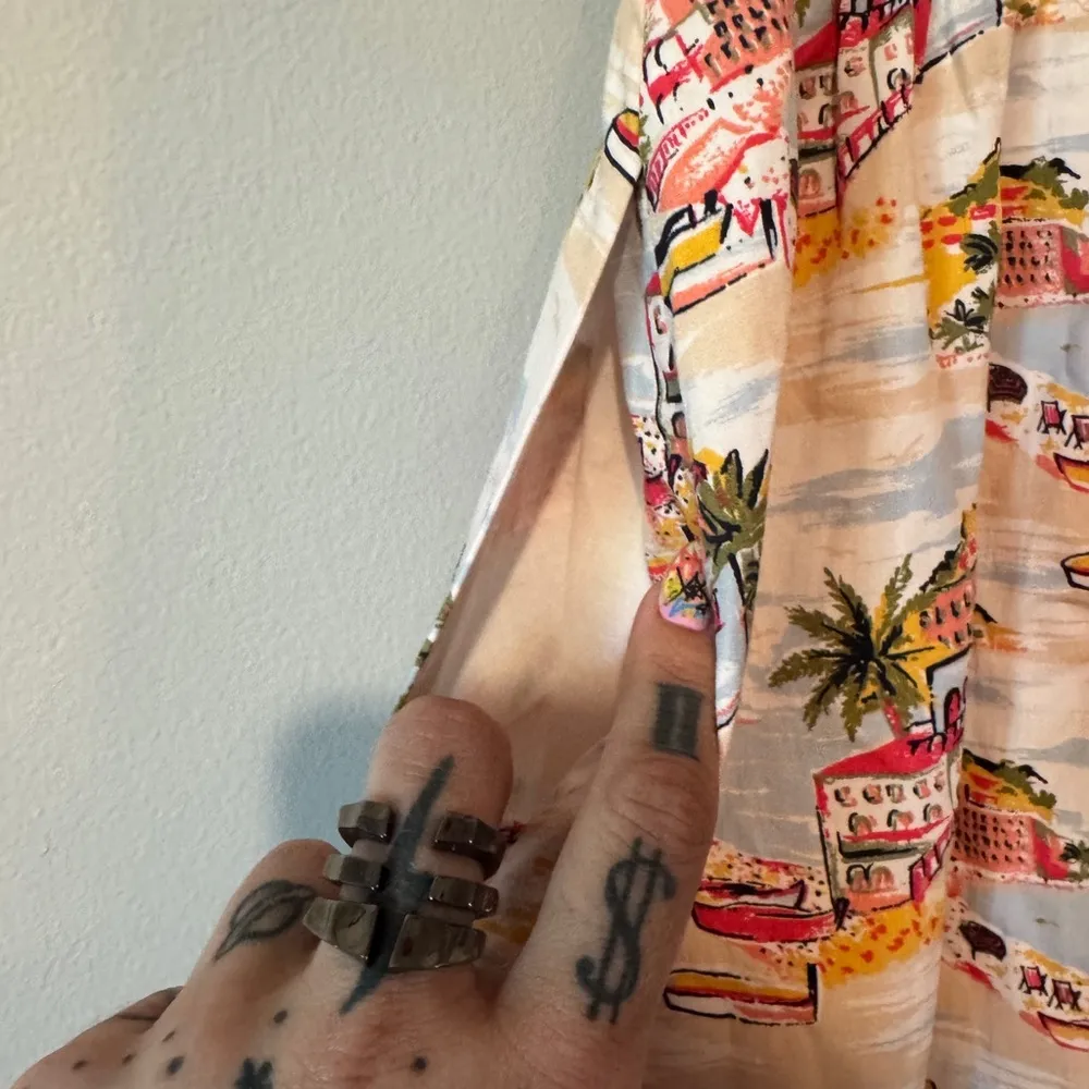 Boden Multicolor Scenic Print Smocked Waist Mini Dress size 12P - Image 7