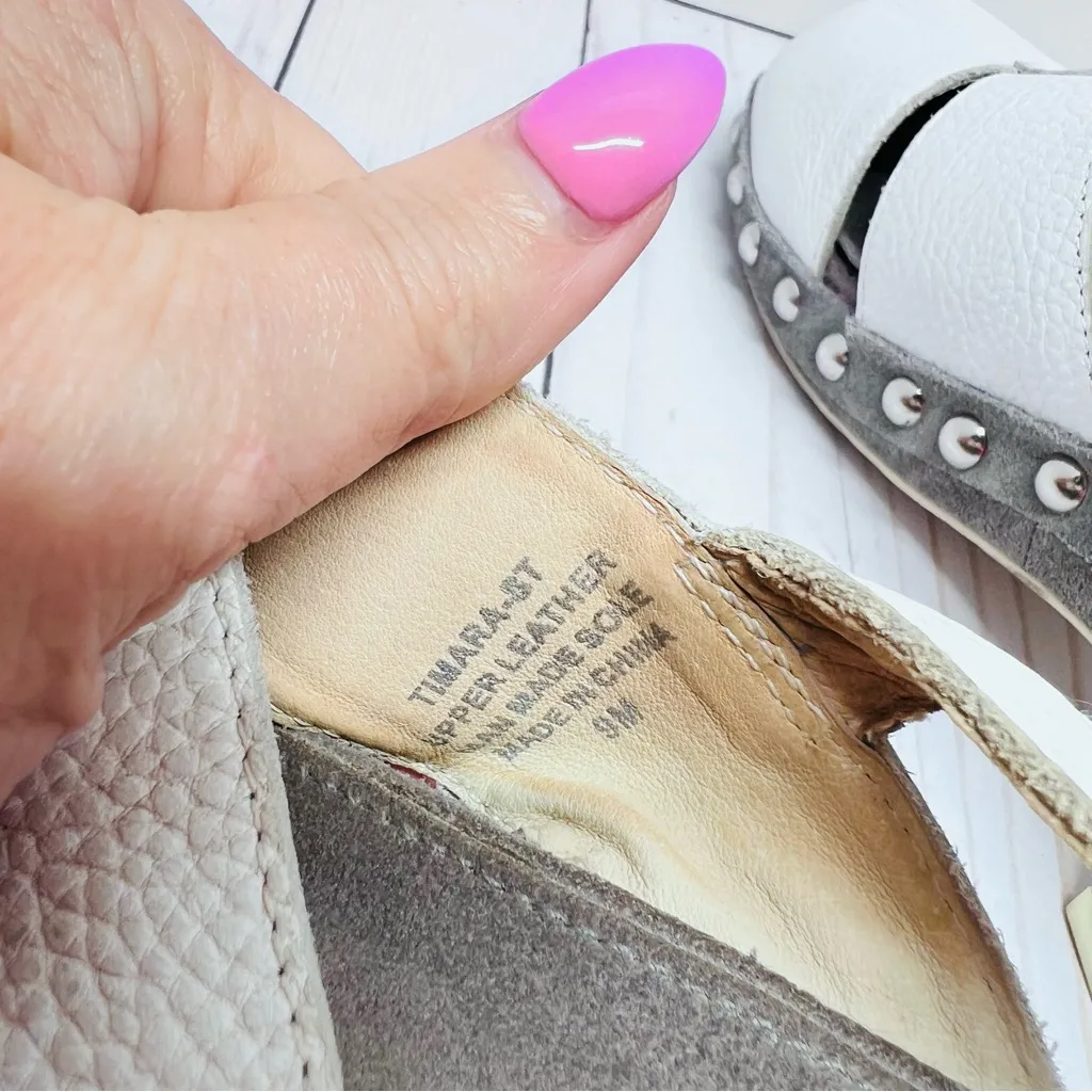 Jeffrey Campbell Timara White Leather Clogs with Stud Detail Size 9 - Image 8