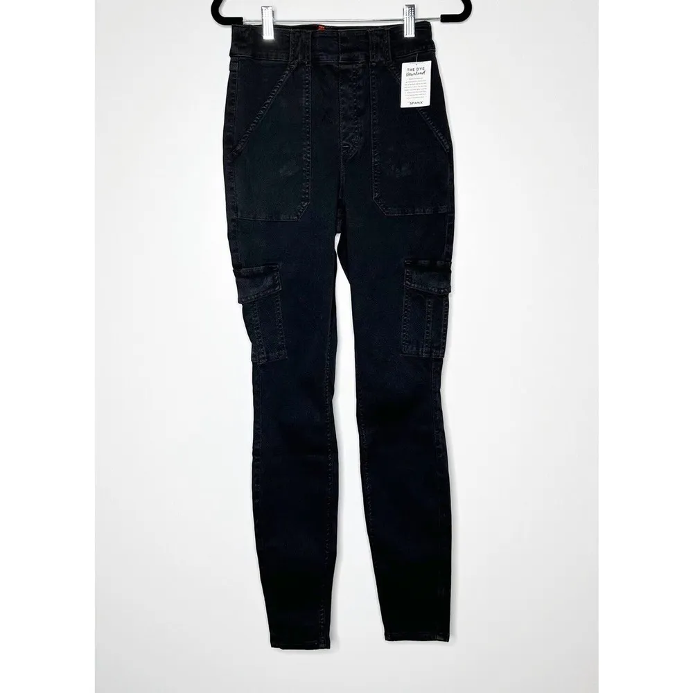 NWT Spanx Twill Cargo Pants Tapered Leg High Rise Womens Black Size Medium Tall - Image 3