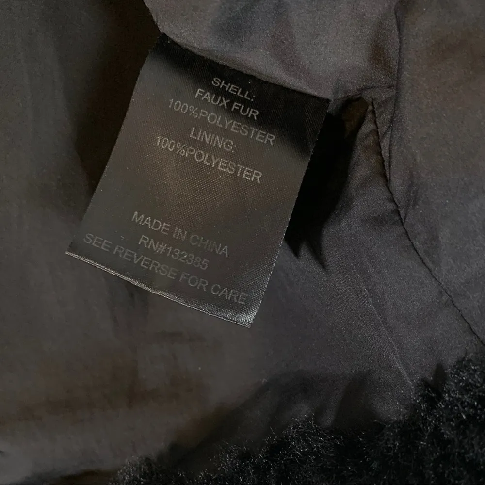 Love Token Faux Fur Mid Length  Hooded Coat Black Size XS - Image 9