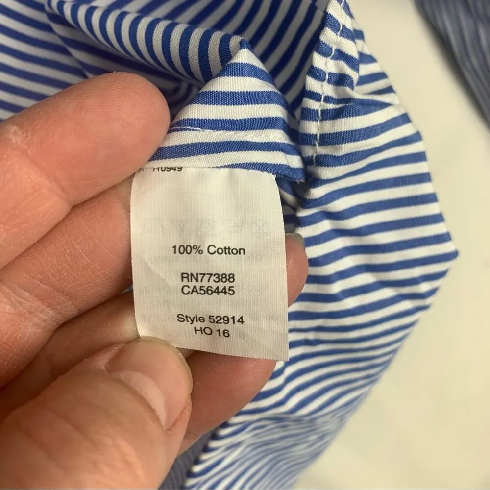J. Crew women's large Haberdashery Blue white stripe Casual Button Down Shirt - Image 5