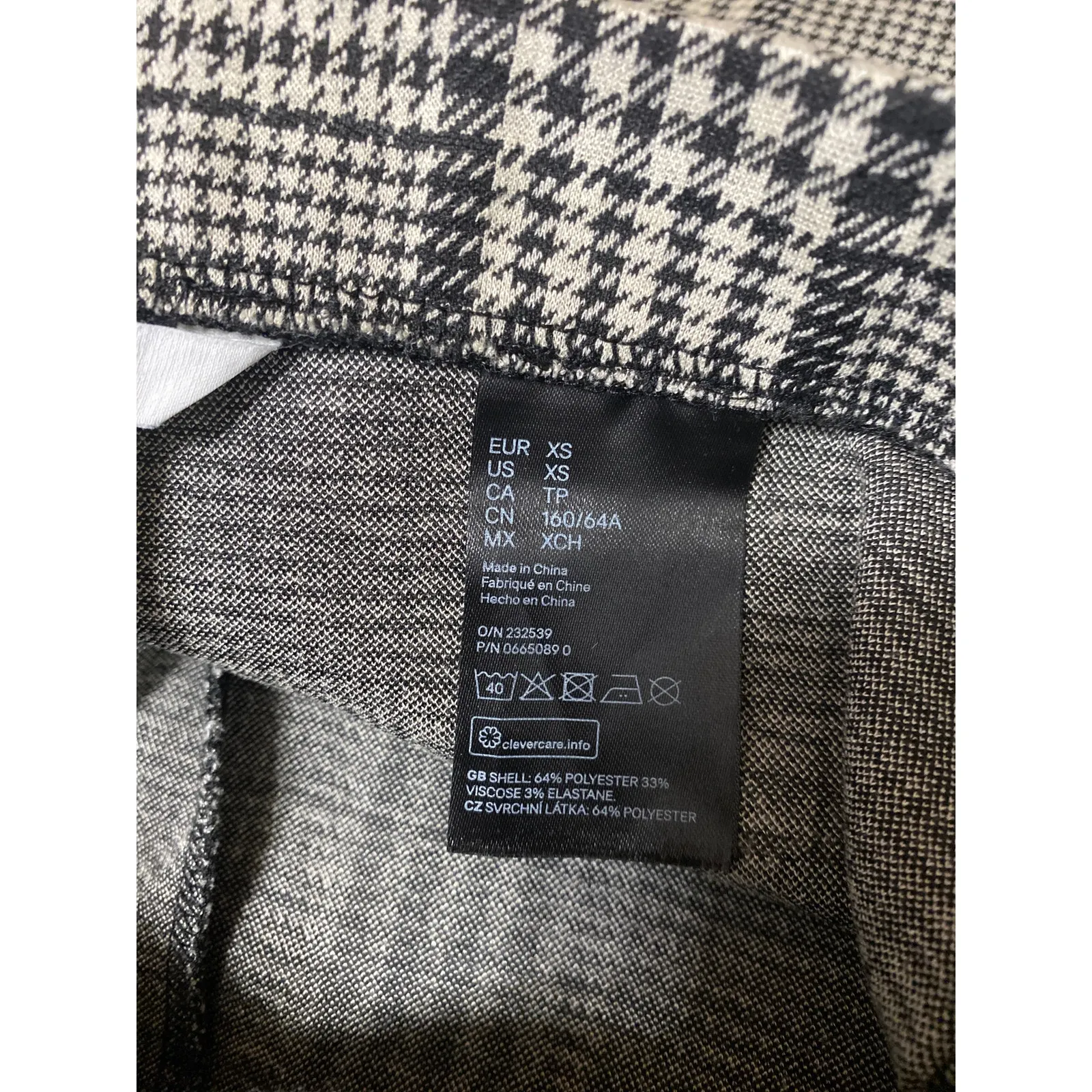 H&M Women's Black White Houndstooth High Rise Wide Leg Trousers Pants Size XS - Image 5