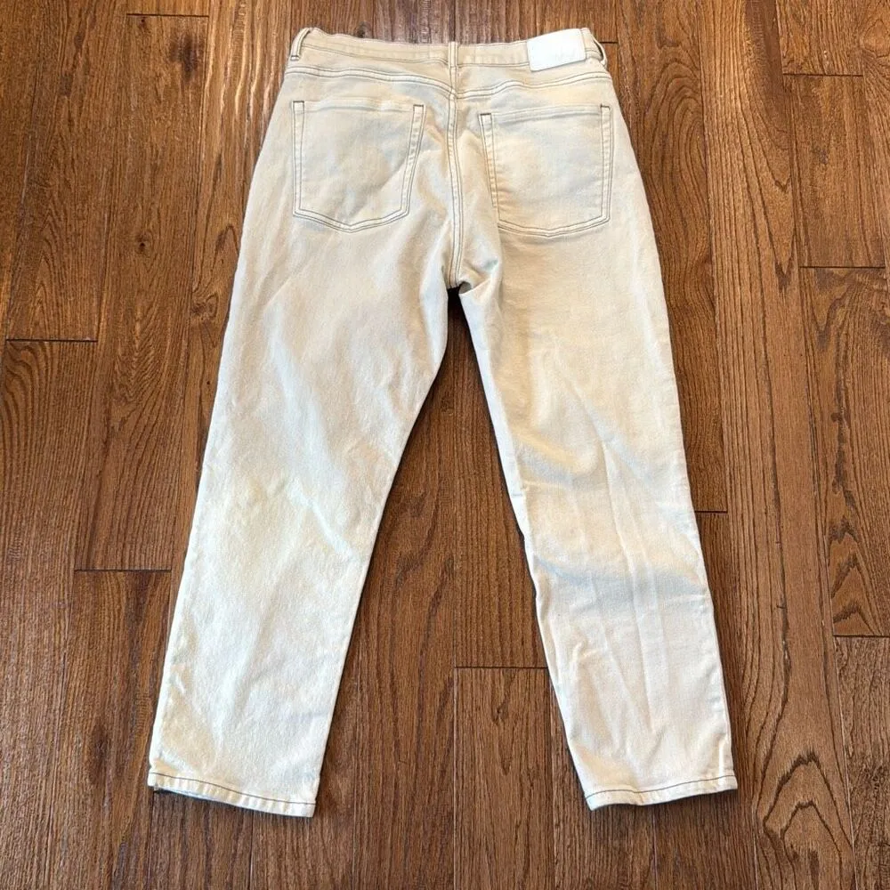 Everlane the cheeky Jean crop ecru black seaming size 30 short - Image 9