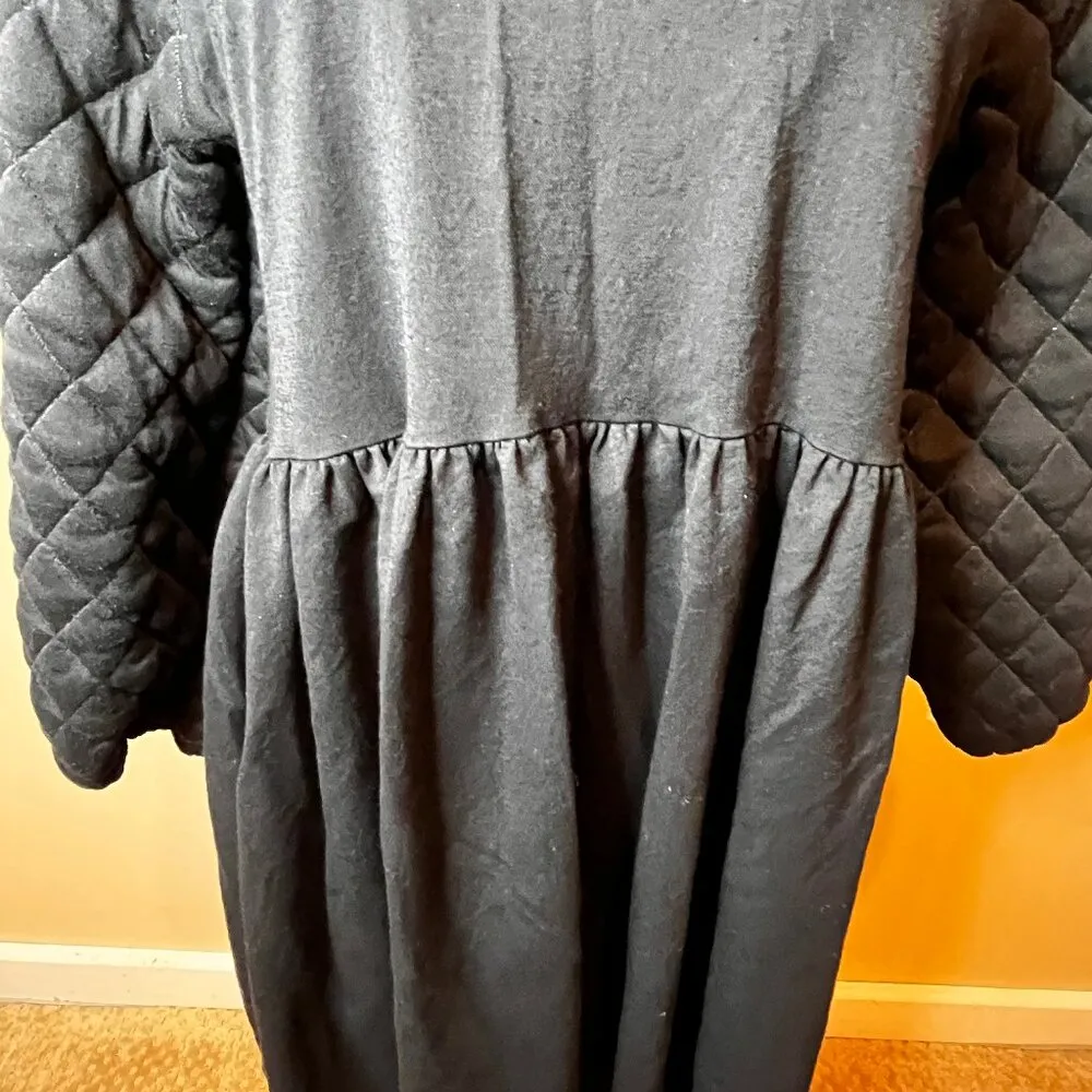 Zara Black Quilted Baloon Sleeve Mini Dress Baby Doll Y2k Modest Cottage Core S - Image 4