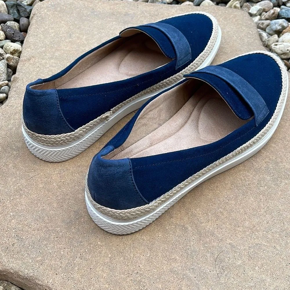 Abella Womens Espadrille Loafer Shoes Nautical LEXI Slip On Comfort Blue 8.5 - Image 5