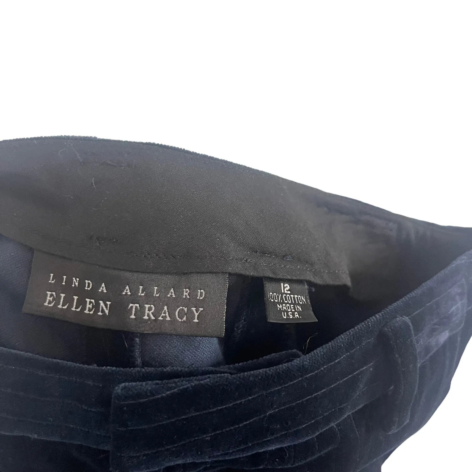 Ellen Tracy‎ Size 12 Witchy Blue Pin Striped Velvet Grunge Pants - Image 7