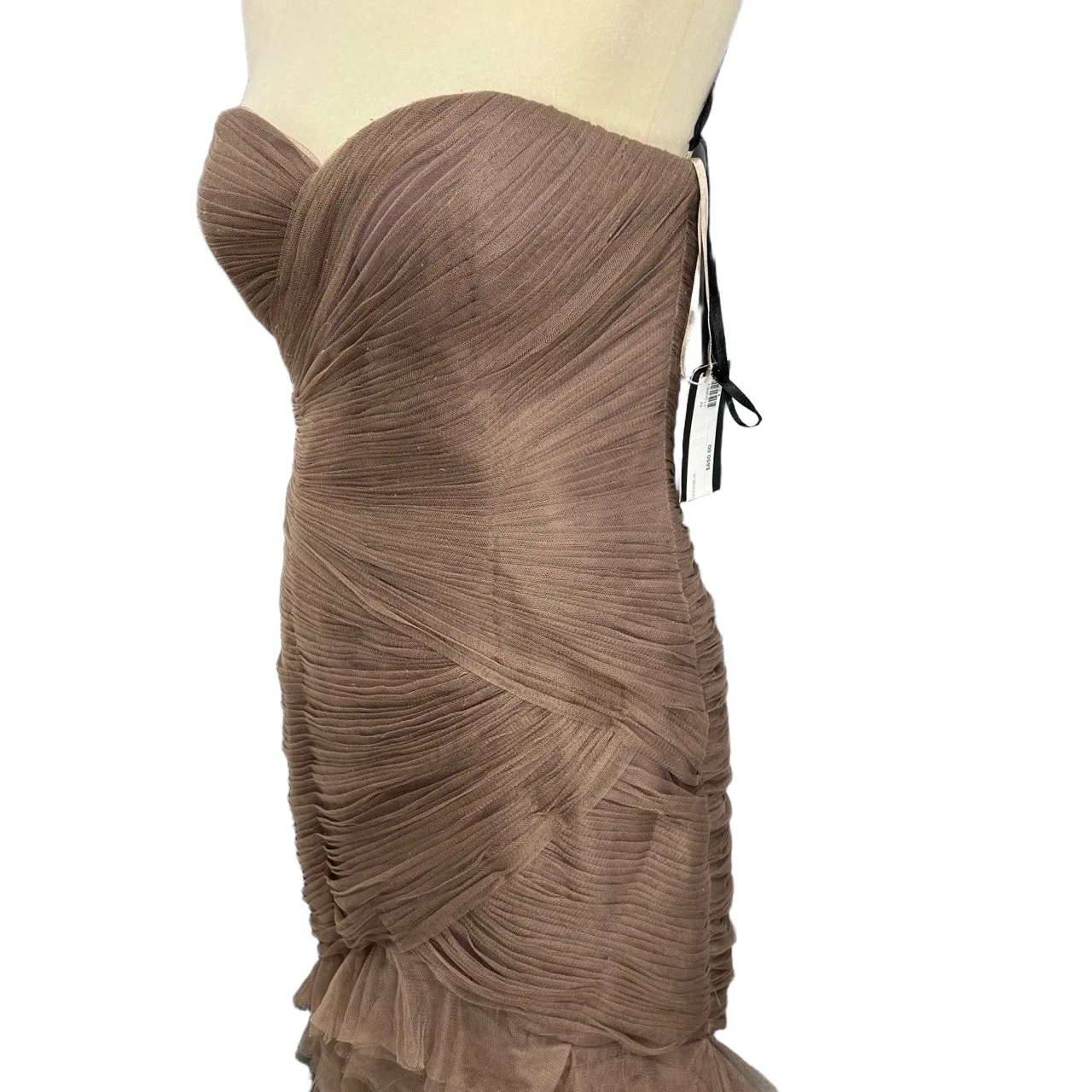 Pronovias Evening Gown Dress Pale Aubergine Strapless Tulle Ruffle Mermaid 12 Purple - Image 12