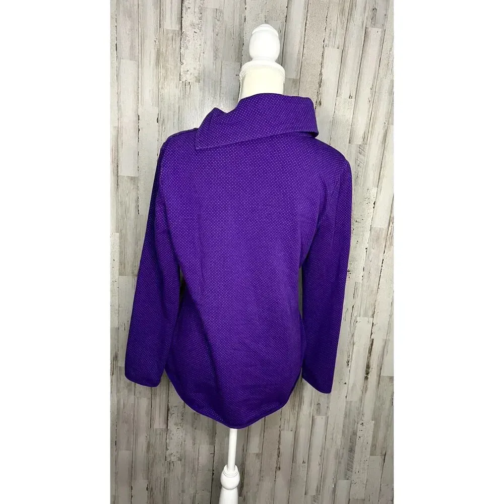 Talbots Women's Purple Polka‎ Dot Tunic Sweater Size Small - Image 4