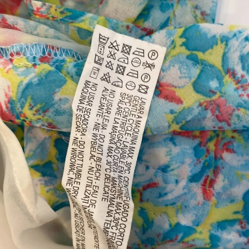 Zara Basics Pleated Chiffon Mini Skirt Elastic Floral Lined EUC Sz S Polyester - Image 8