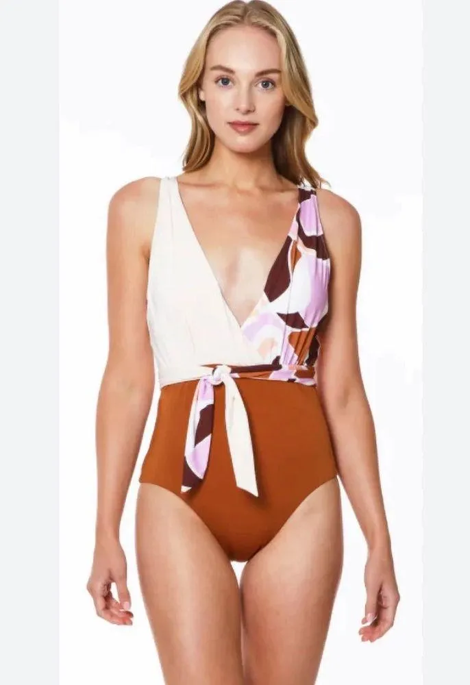 New Anthropologie Sanctuary Tie Front Plung One Piece Swimsuit X-Large - Image 2