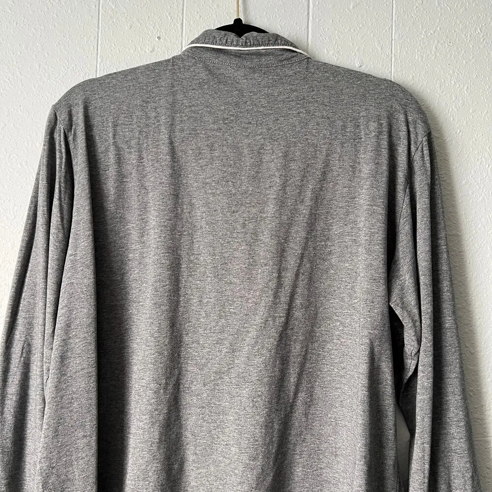 Cotton Sleep Shirt Womens Large Breathable Stretch Relaxed Loungewear Neutral Gray - Image 6