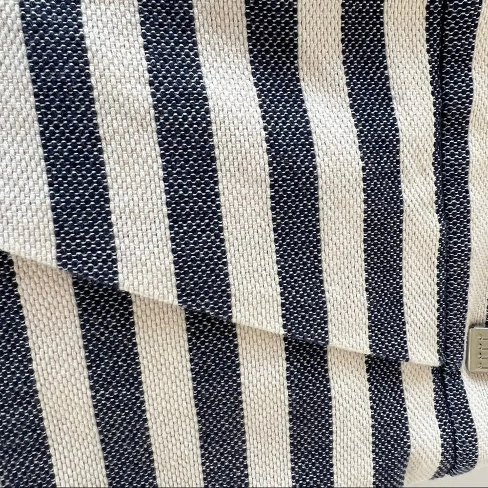 J. Crew skirt 10 blue white stripe nautical faux wrap pencil mini coastal lined - Image 7