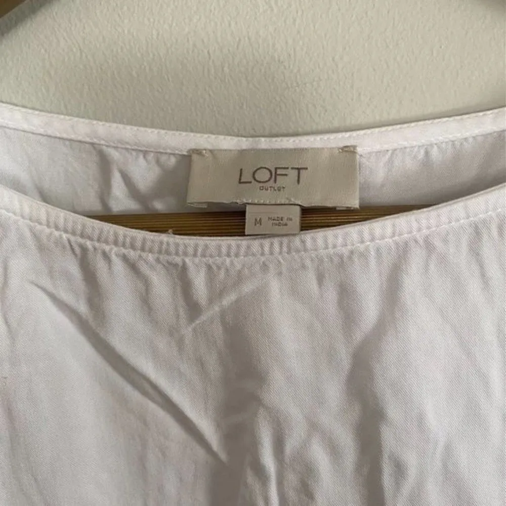 LOFT White Front Tie Knot T Shirt - Image 4
