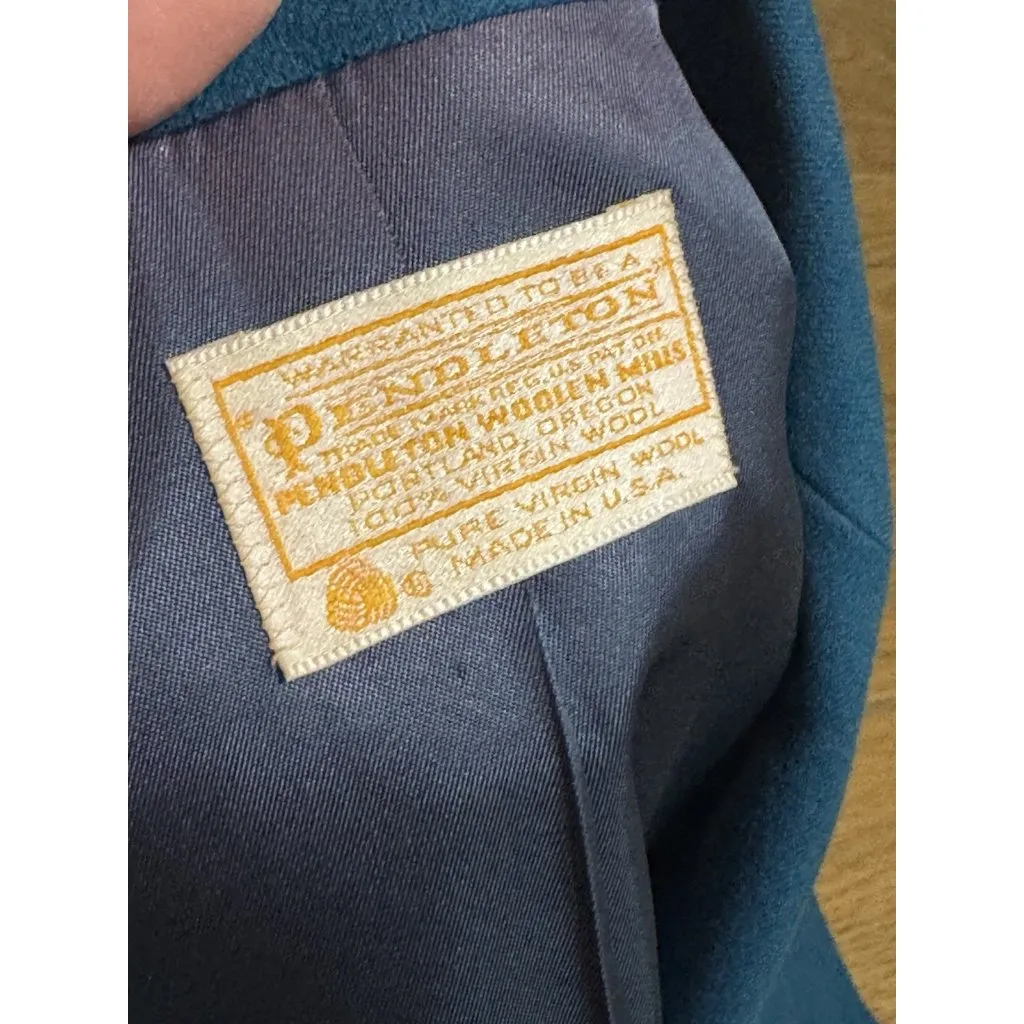 PENDELTON Blazer Jacket Women Size 12 Blue 100% Virgin Wool Made‎ In USA Vintage - Image 3