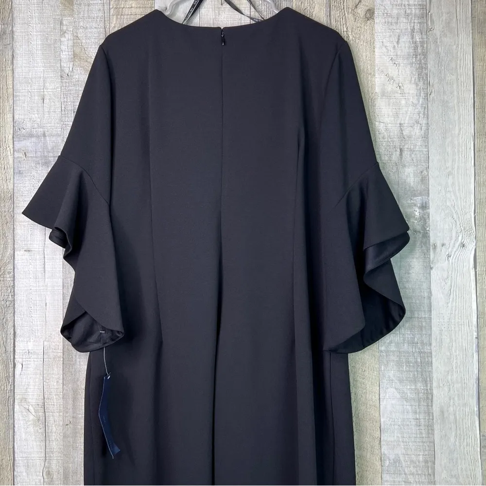 Rachel Rachel Roy Size 18W Black Surplice Peplum Bell Sleeve Party Sheath Dress - Image 6