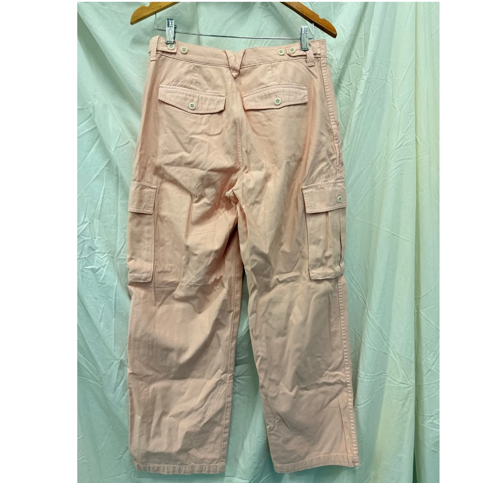 Madewell 28" Garment-Dyed‎ Low-Slung Straight Cargo Pants Romantic Baby Pink - Image 4