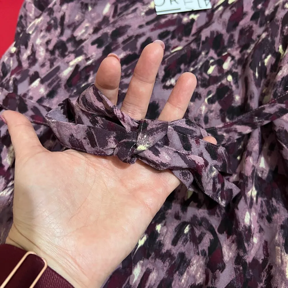 41Hawthorn SMALL PETITE Abstract Split Neck Waist Tie Pocket Dress Stitch Fix Purple Size undefined - Image 8