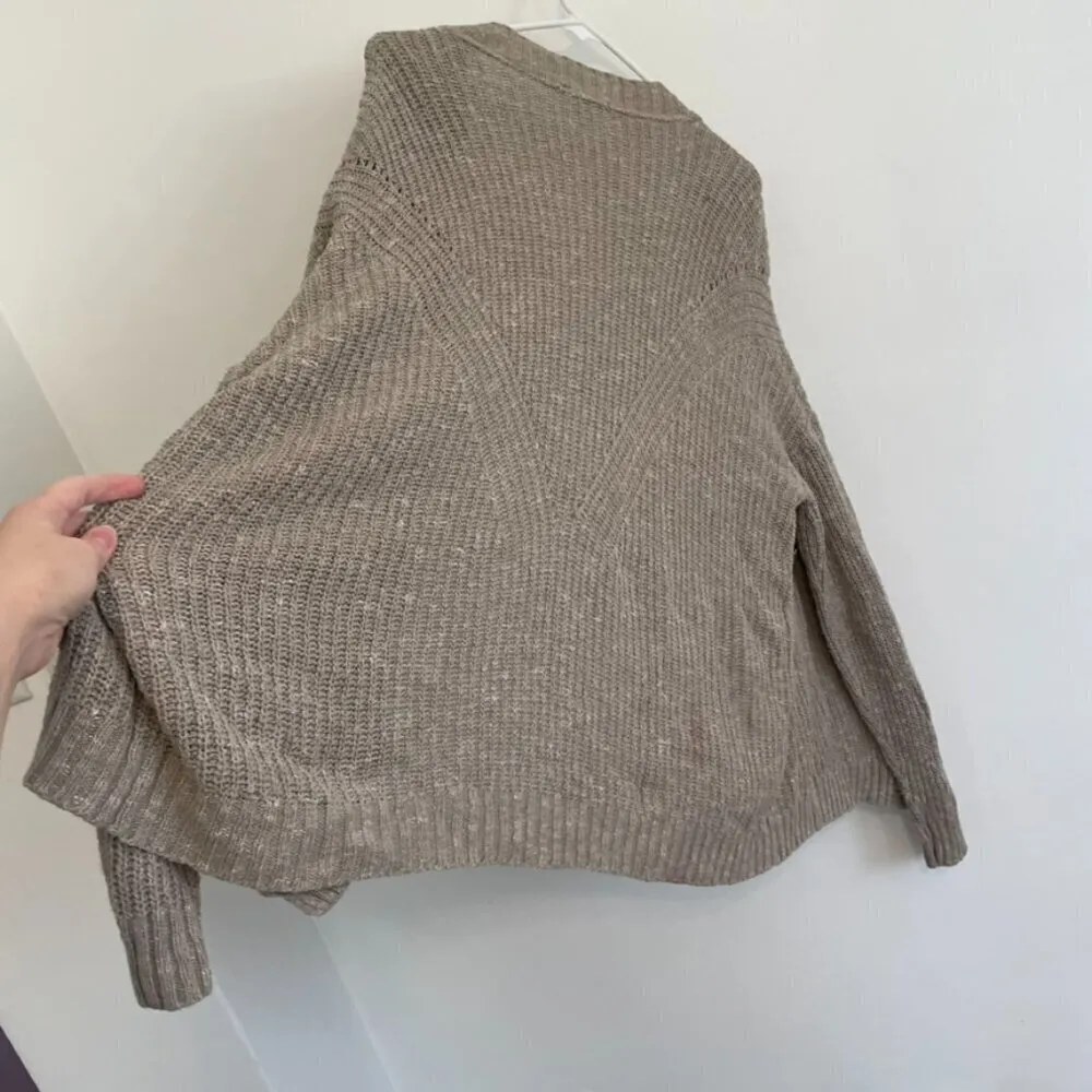 MAURICES Taupe Tan Brown Chunky Knit Notch / Split Neck Open Cardigan Sweater XL - Image 16