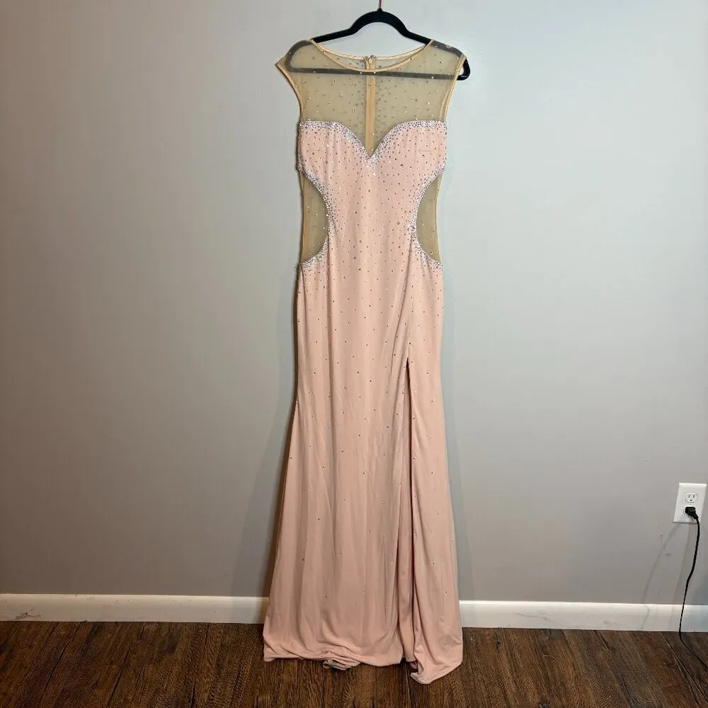 Jovani Prom 31073 Blush Pink Rhinestone Illusion dress - Image 2