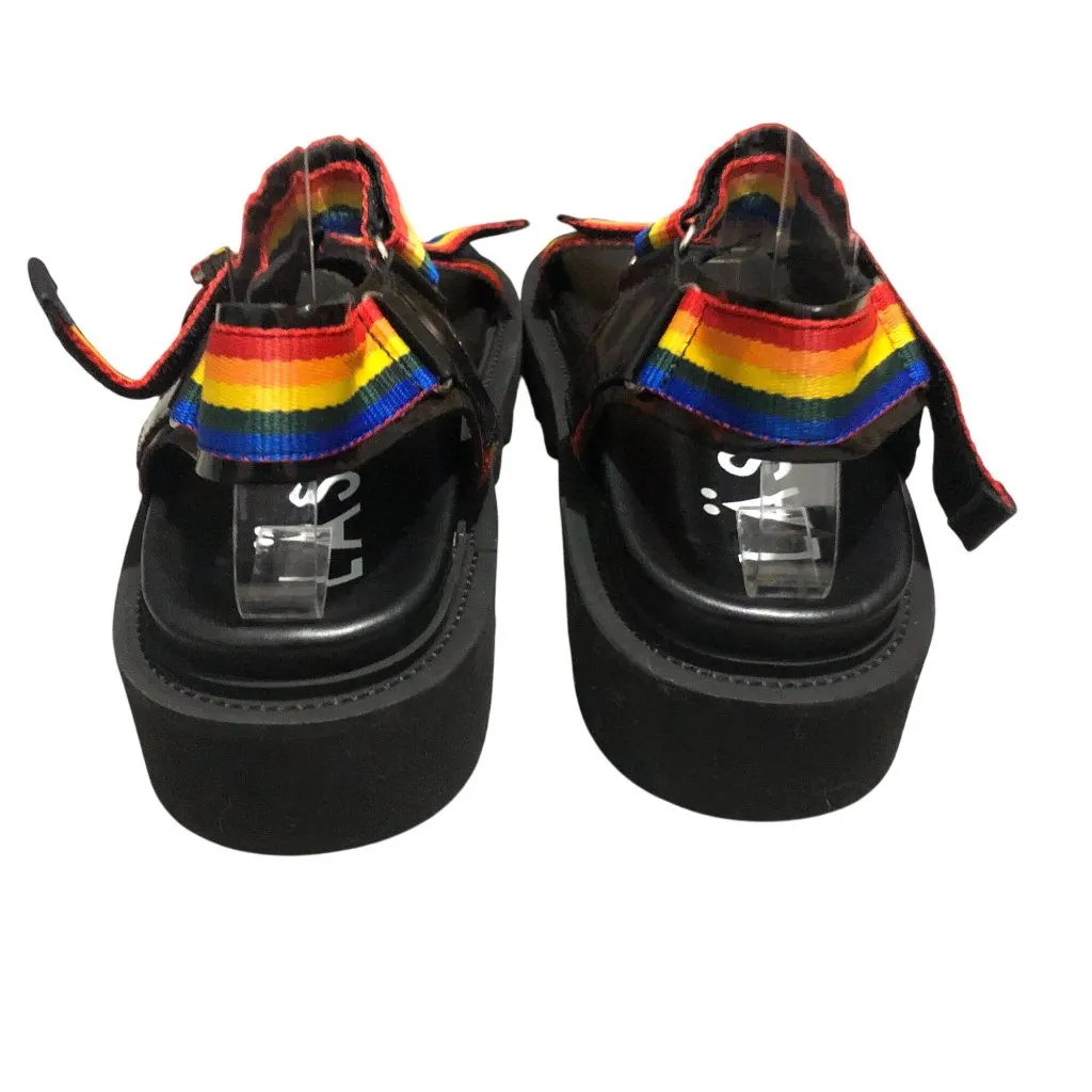 LAST Candy Rainbow Adjustable Strap Chunky Sandals Platform Pride 39 US 8 Black - Image 4