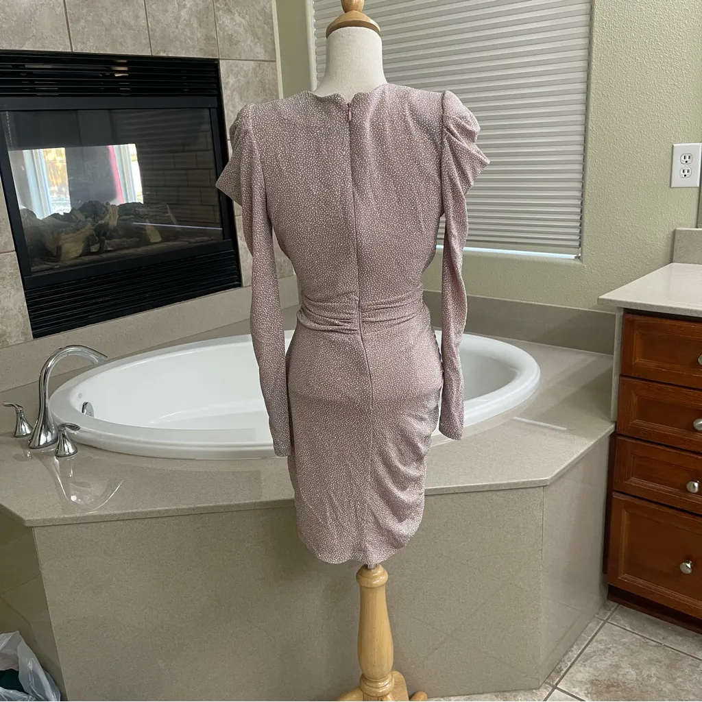 Aqua Metallic Faux Wrap Dress - Mauve Silver Size‎ 4 EUC Glitter. New Years EUC - Image 11