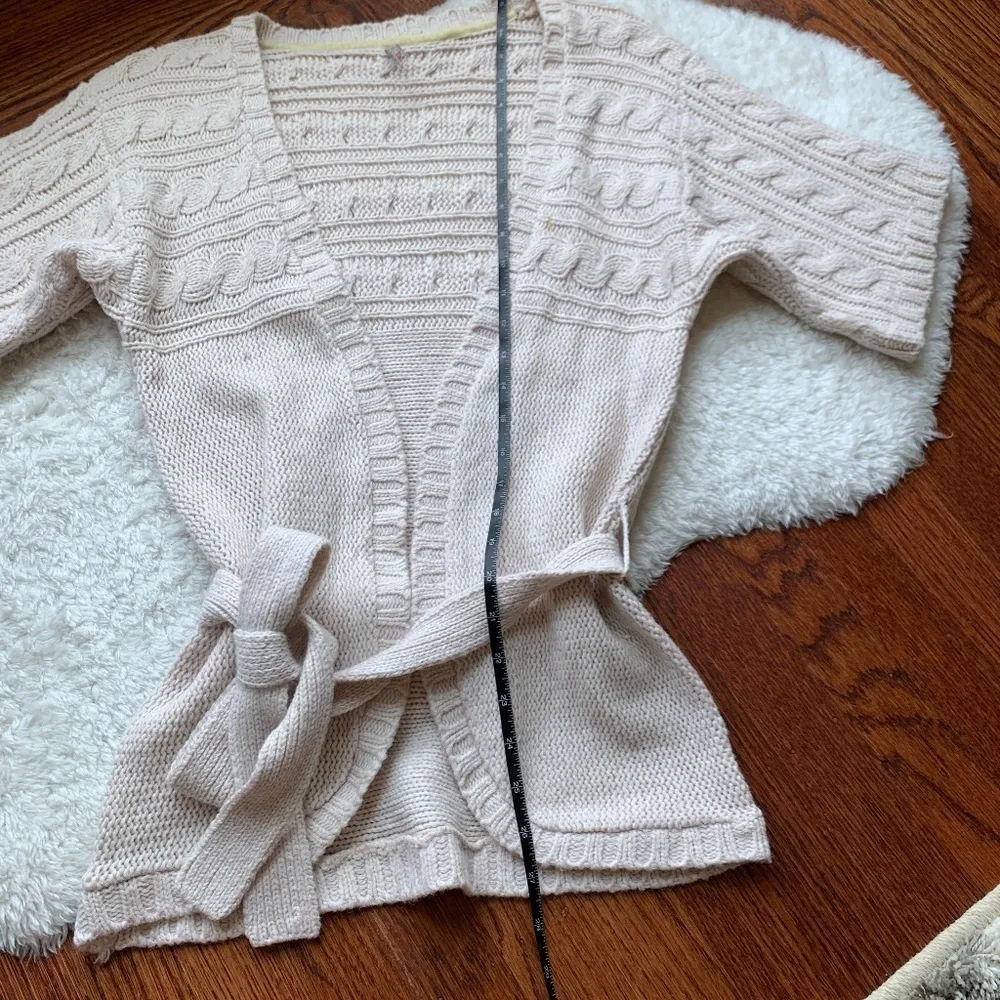 Ivory Cream Cable Knit Short Sleeve Open Cardigan - Image 5