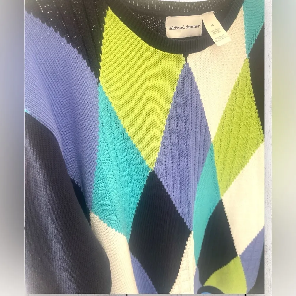 Alfred Dunner Vintage Argyle Knit Pullover Sweater Navy Women’s Size XL NWT - Image 4