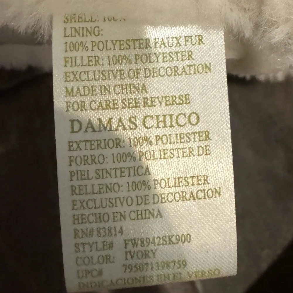 GREEN TEA Women's Cream Puffer Vest Size S Removable Hood Faux Fur Layering Cute - Image 12