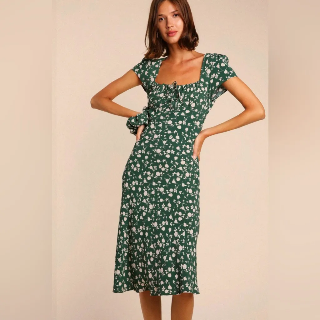 Rouje Ines Midi Dress in Green Floral size 36/US4 - Image 14