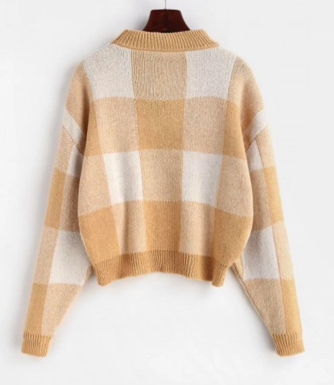 Zaful Yellow Plaid Sweater  - Image 2