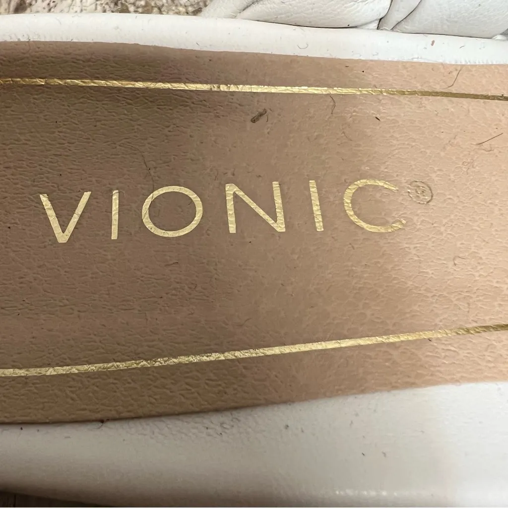 Vionic Kalina White Braided Sandal Square Toe Slide Arch Support Boho Y2K 7.5M - Image 9