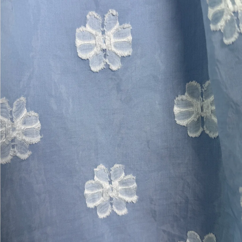 STORIA Women’s Blue Floral Puff Sleeve Mini Dress Cottagecore Coquette  Sz S - Image 7