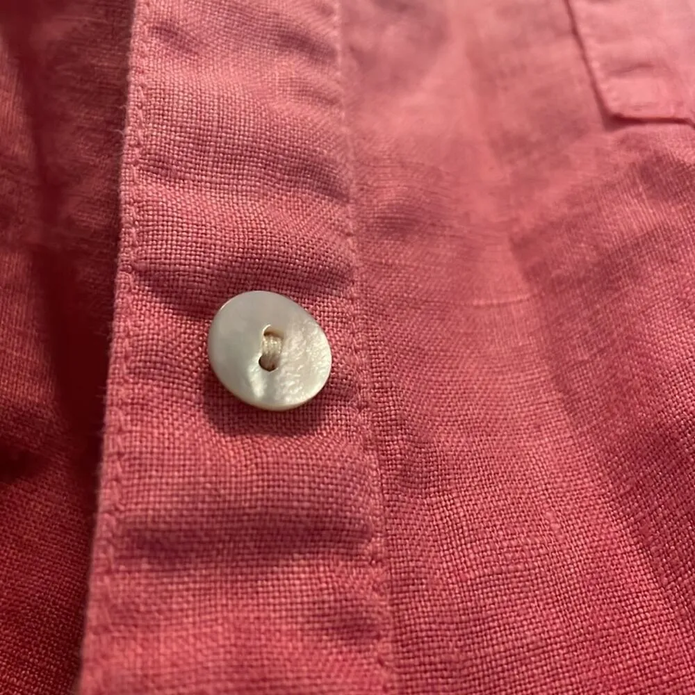 Soft Surroundings 100% Linen Pink Ombré Button Down Shirt Pearl Button Lagenlook - Image 4