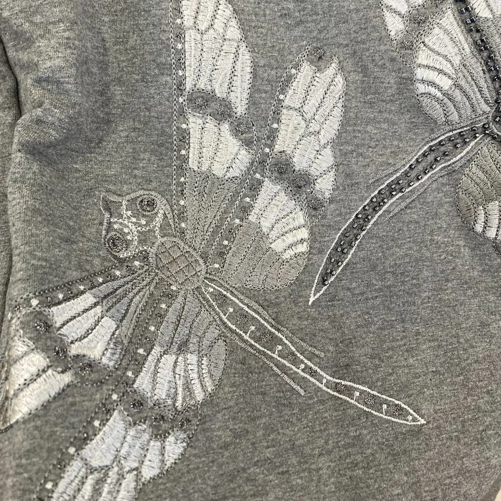 BluGirl Folies women's size 40 IT embellished dragonflies sweater tunic dress XS Gray - Image 4