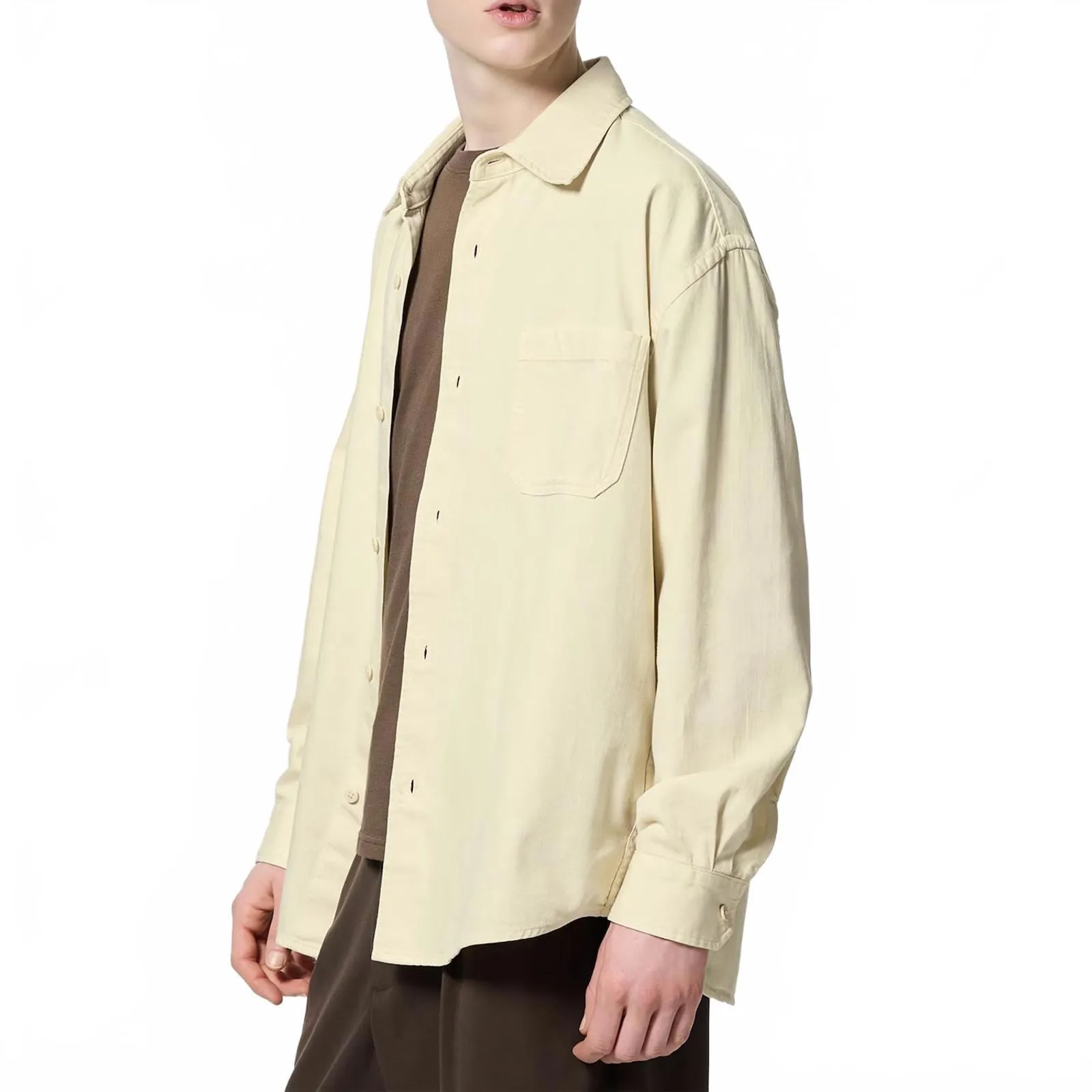 Uniqlo GU 100% Cotton Twill Washed Shacket Shirt Yellow NWT Unisex Small - Image 4