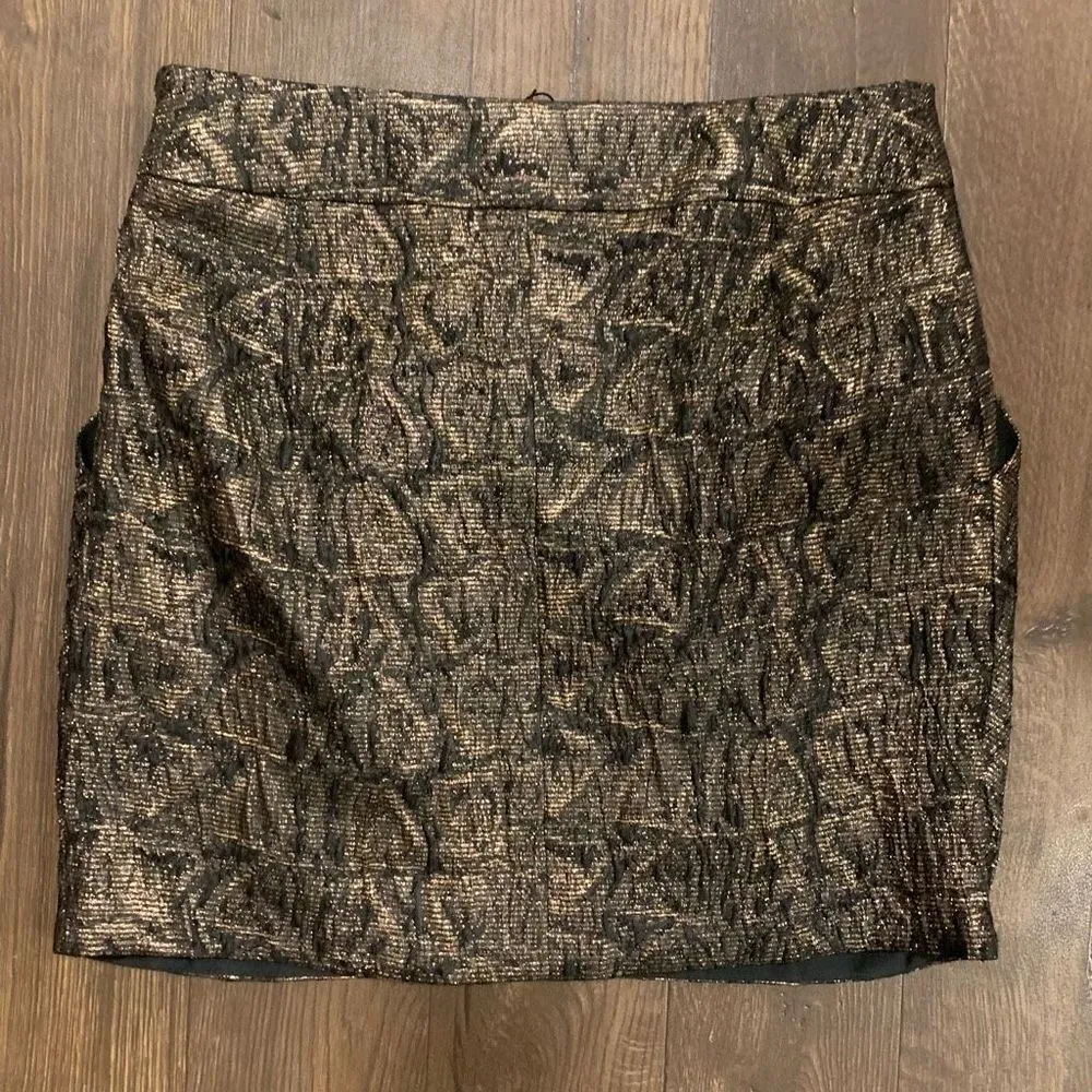 Karen Millen England bronze metallic 6 jacquard mini skirt - Image 4