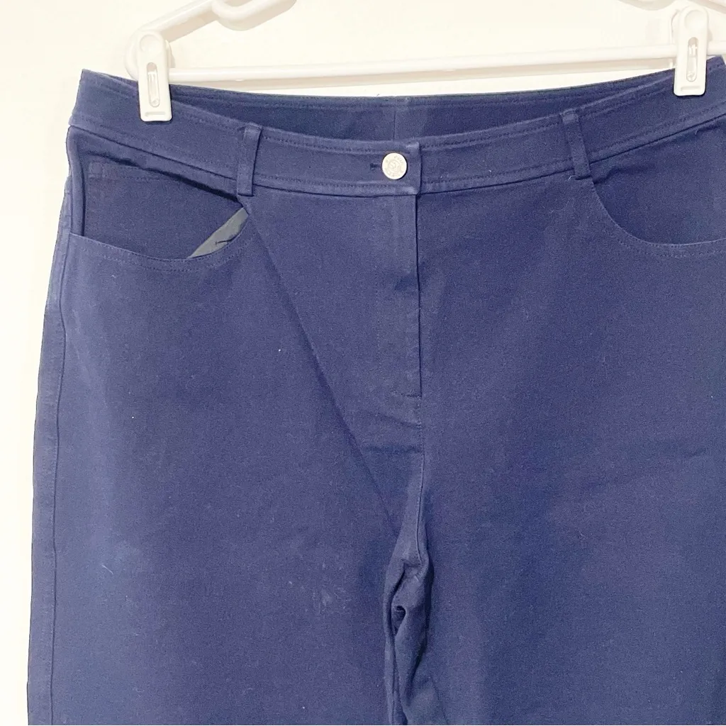 St. John Size 12‎  Demin Jeans Navy Blue High Rise Straight Leg Denim - Image 2