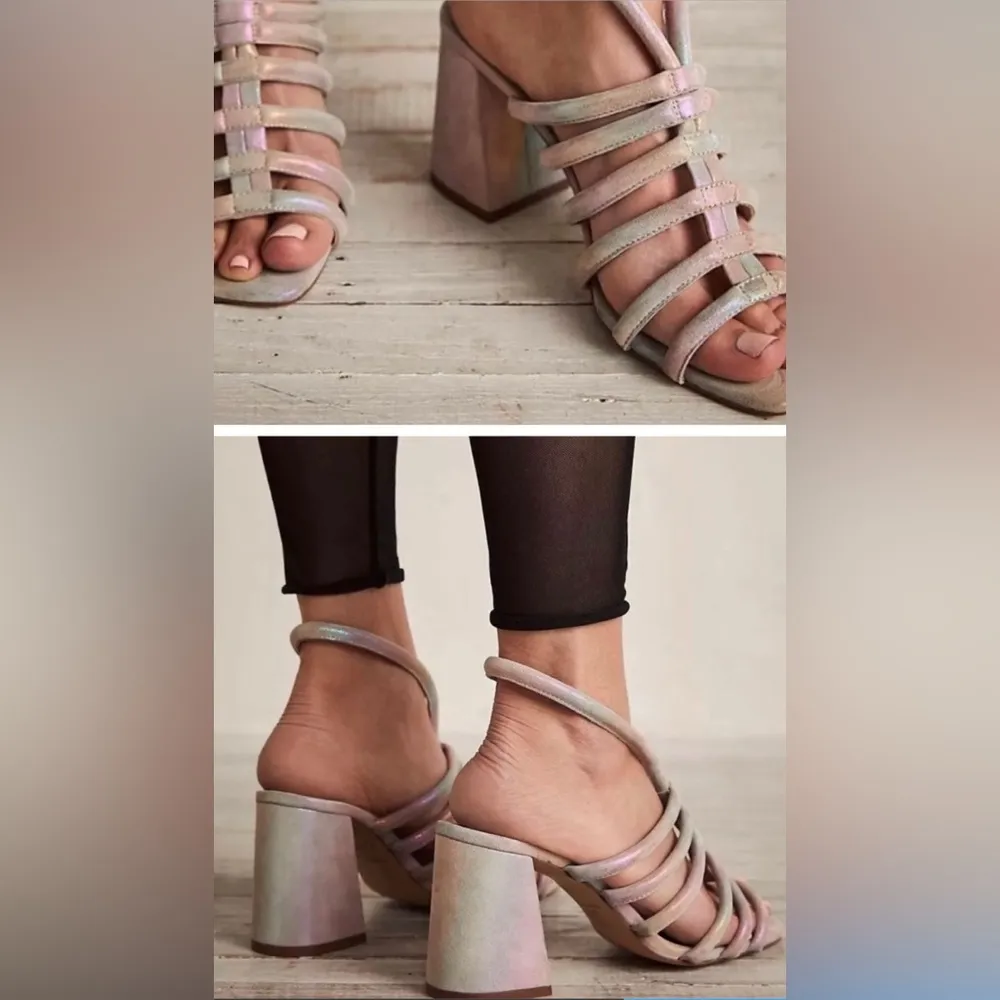 Free People Colette Cinched Heel Rainbow Metallic Size 37 - Image 3