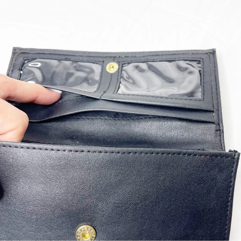 NEW Three Stars Black Nylon Flap Wallet Billfold Snap Closure Credit Card - Image 6