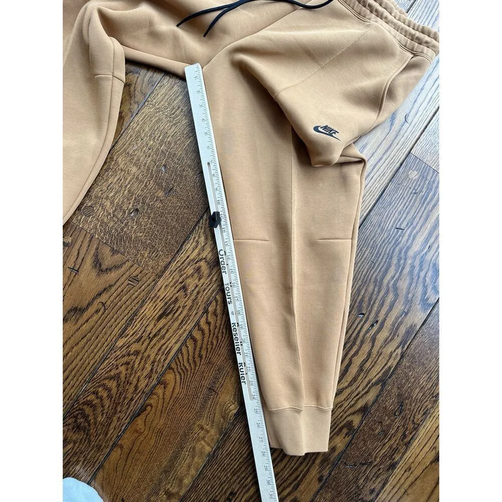 Nike Tech Fleece Joggers Size XL Womens Mid Rise Sportswear Flax Brown $120 - Image 5
